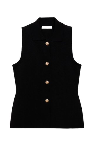 Mango Knitted Vest With Jewel Buttons