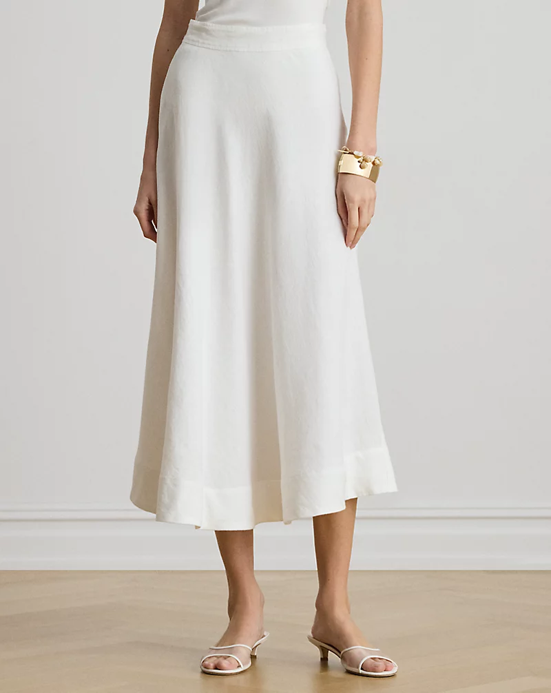 Linen a Line Midi Skirt