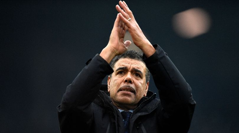 Chris Kamara acknowledges the crowd at Elland Road ahead of Leeds vs Brentford in January 2023.