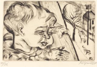 Child on the Veranda, Son Titus drypoint on wove paper