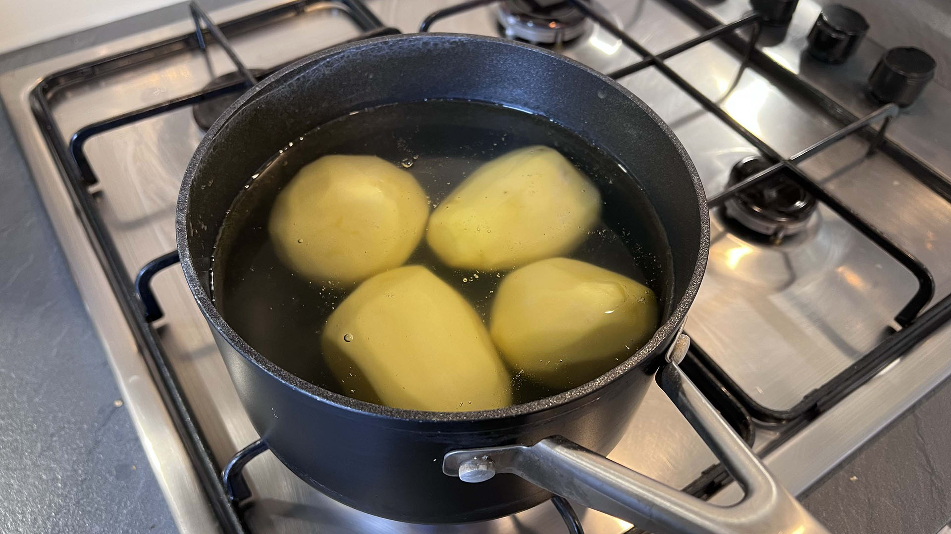 potatoes in a saucepan of water