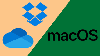macOS, Dropbox and OneDrive logos