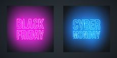 Black Friday Sale and Cyber Monday Sale neon promotional signs for sale promotion