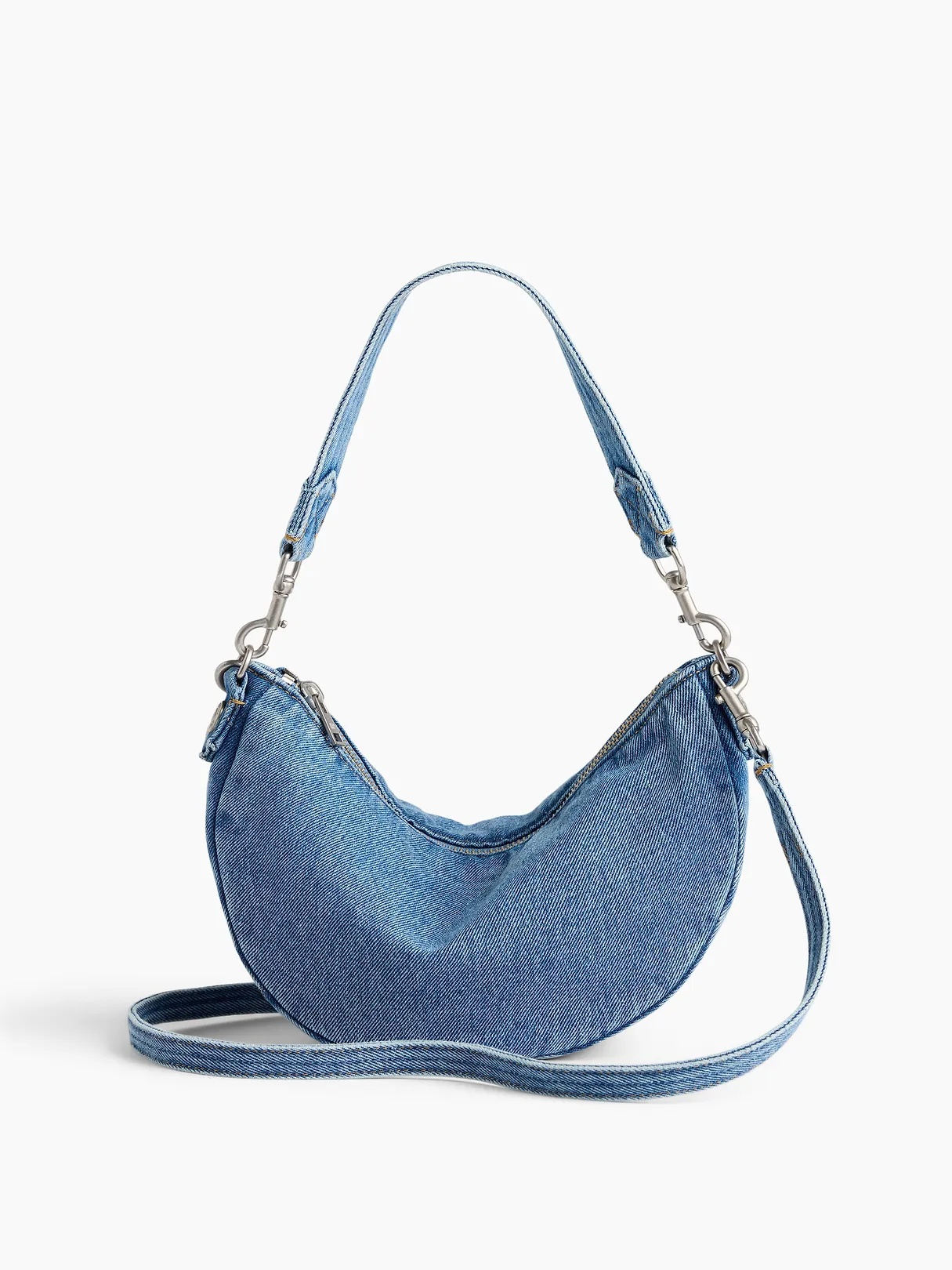 Small Denim Crescent Crossbody