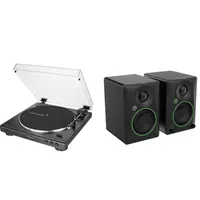 Audio-Technica AT-LP60XBT-BK Turntable and Mackie CR3.5BT Bluetooth Speaker Pair Kit