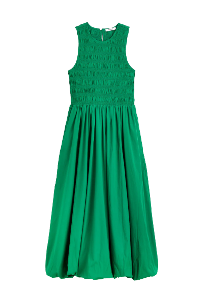 The Melody Bubble-Hem Smocked Midi Dress in Poplin (Was $148) 