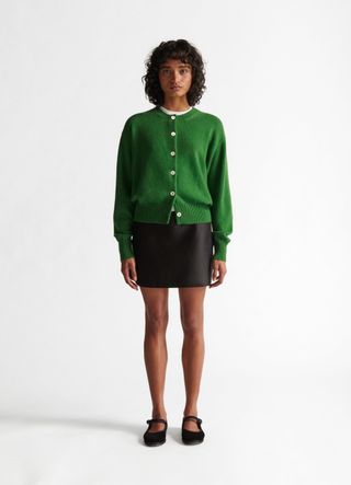 Ada Geelong Crewneck Cardigan in Green