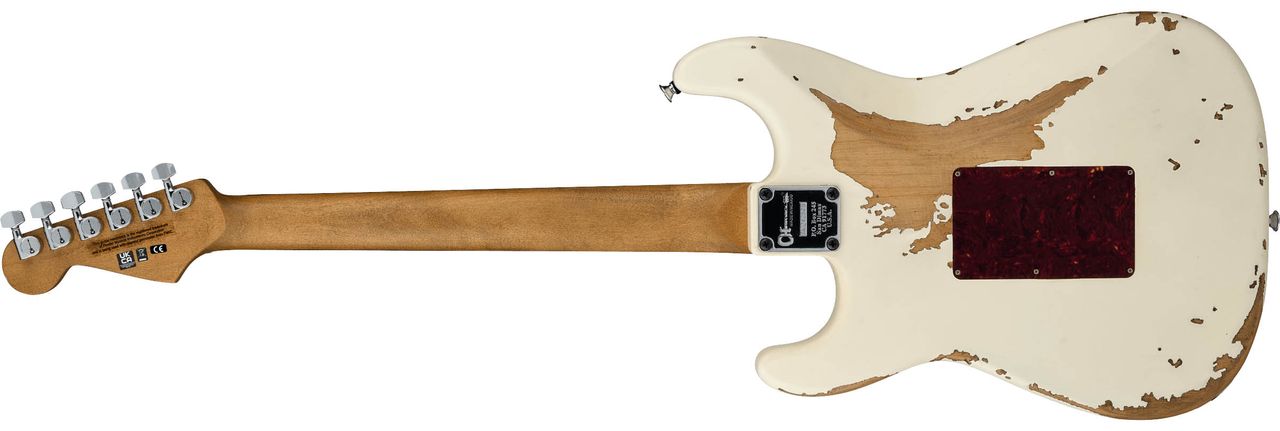Charvel Limited Edition Super-Stock So-Cal Style 1 in Aged Arctic: this high-performance S-style has a heavily weathered finish, an HSH DiMarzio pickup configuration and a Floyd Rose 1000 Series vibrato.