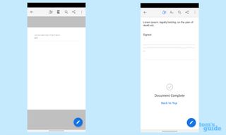 The document screen and Liquid Reader screen on Adobe Acrobat Reader