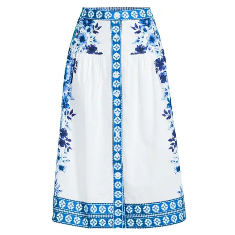 blue and white midi skirt by Lands' End
