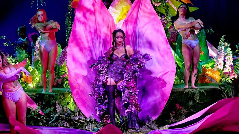 Rihanna onstage during the Savage X Fenty Show Vol. 2