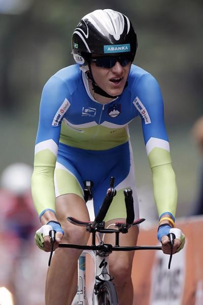 Junior men's time trial silver medalist Matej Mohoric (Slovenia)