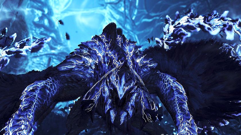 Slightly edited screenshot of Arch-Tempered Arkveld in Monster Hunter Wilds