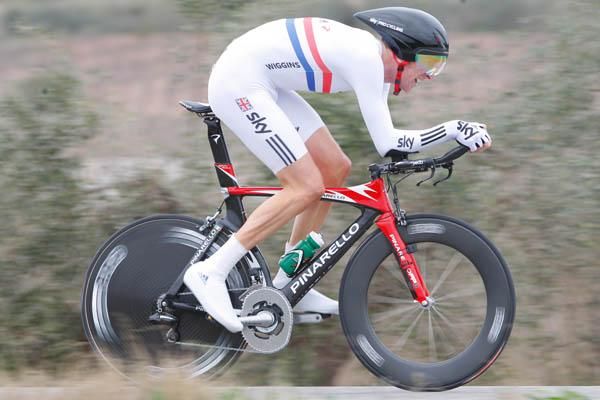 British time trial champion Bradley Wiggins (Sky) in action during stage four.