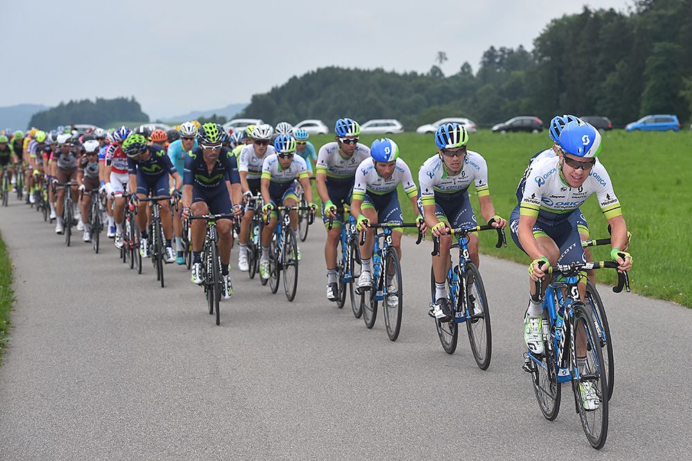 Orica-GreenEdge take control at the front of the peloton