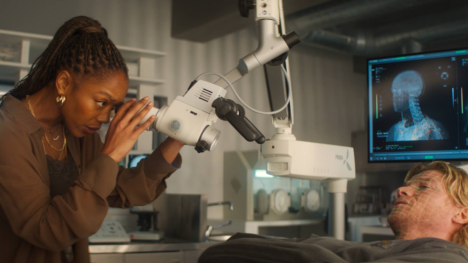 Naomi Ackie as Caitlyn Corr and Tom Rhys Harries as Matt Hagen in Clayface