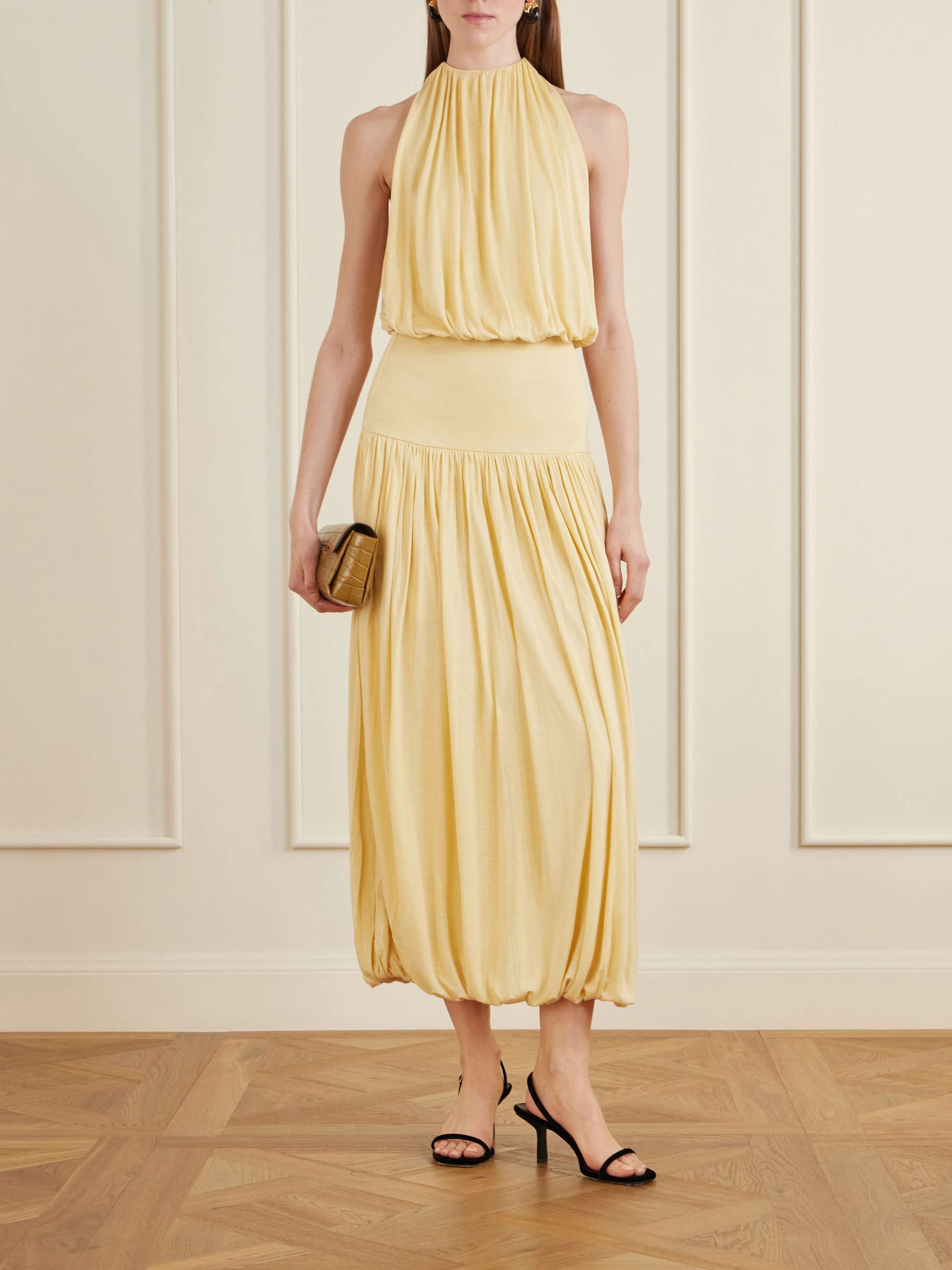 Gathered Jersey Midi Dress