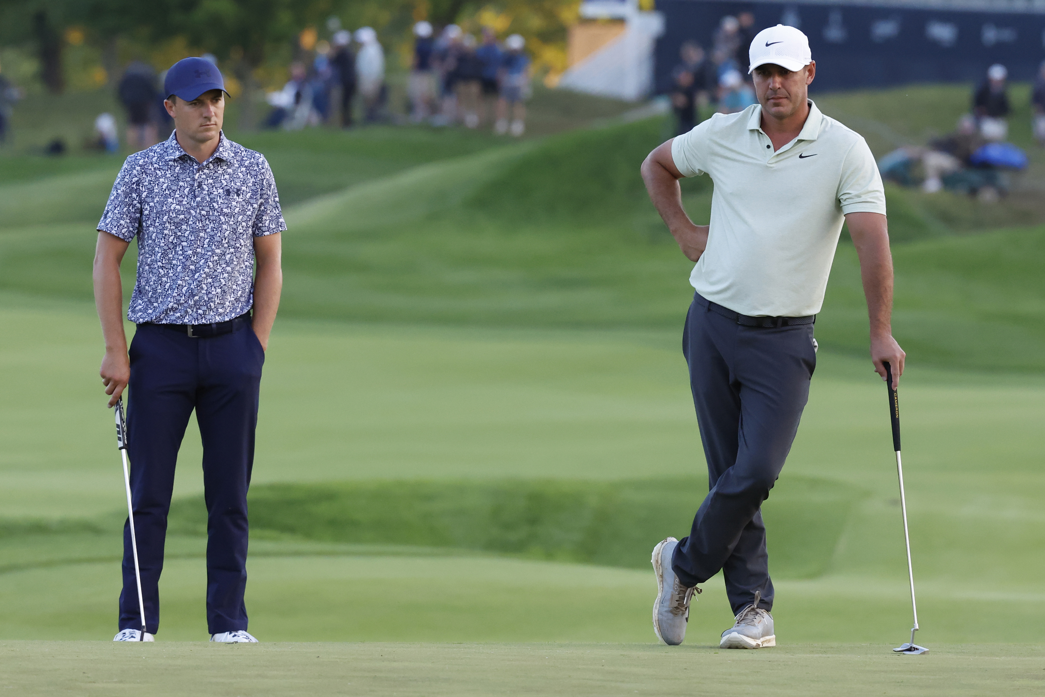 Jordan Spieth (left) and Brooks Koepka at the 2024 PGA Championship