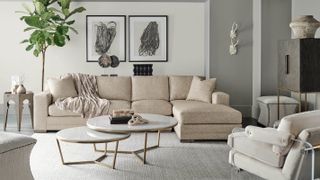 neutral living room with large corner sofa