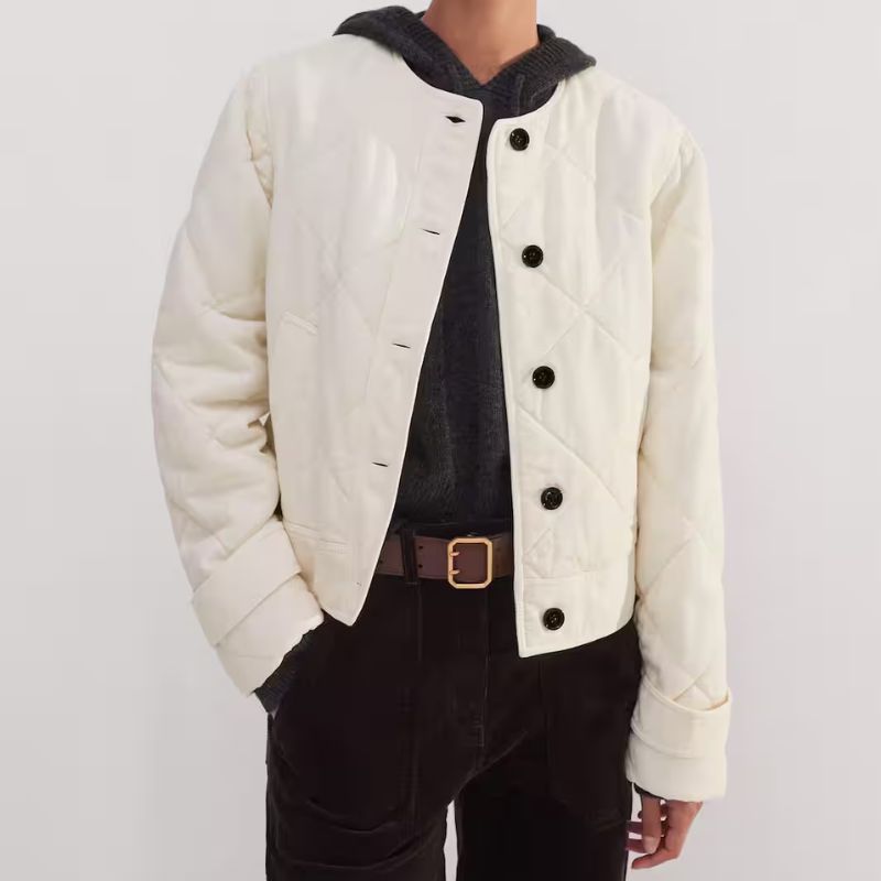Washed Cotton-Blend Quilted Jacket