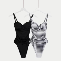 2pk Tummy Control Bandeau Swimsuit: Was £59 now £35