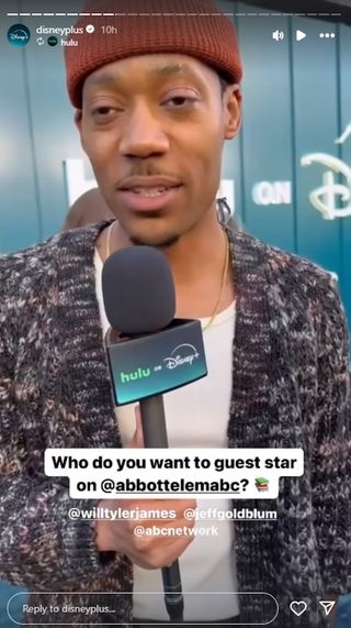 Tyler James Williams at Hulu on Disney+ event via Disney+ Instagram Stories.