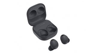 Samsung Galaxy Buds 2 Pro case and earbuds in black