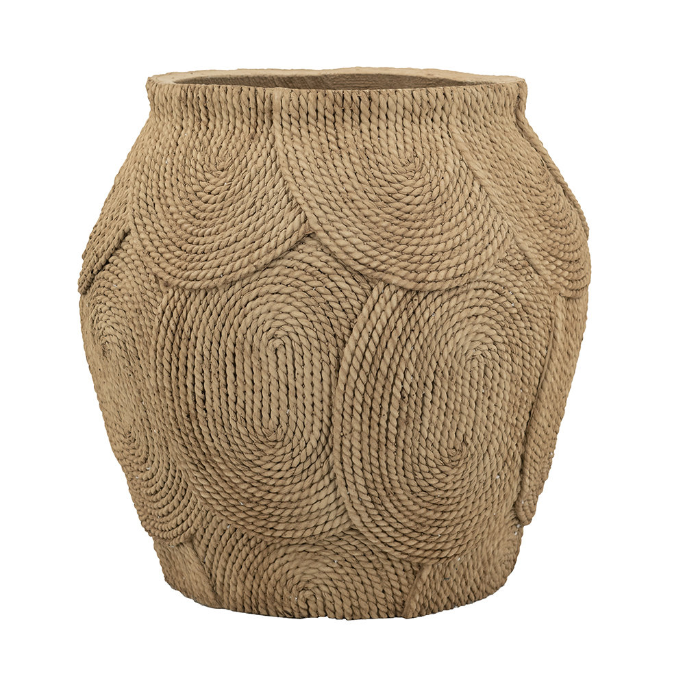 Bayou Breeze Round Sand and Cement Planter With Woven Brown Texture &amp;amp; Reviews | Wayfair