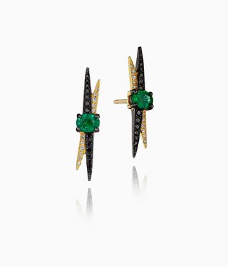 green, black and gold earrings