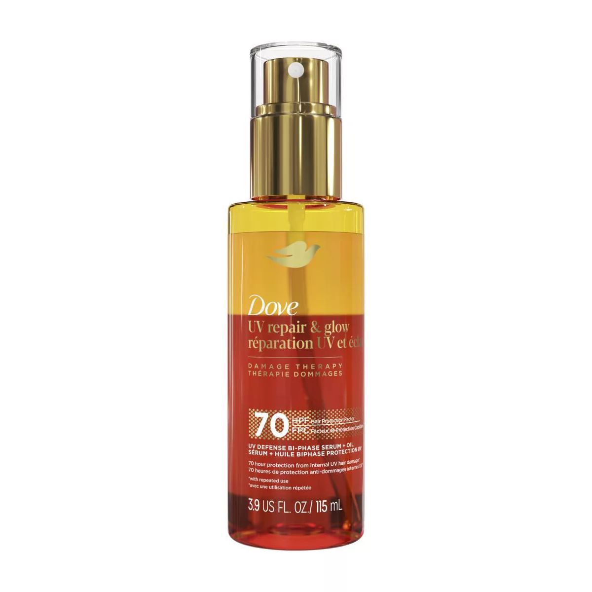 Dove Beauty Uv Repair amp;amp; Glow Gloss Defense Bi-Phase Serum Oil - Damage Therapy - 3.9 Fl Oz