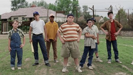 The kids standing on the field in The Sandlot