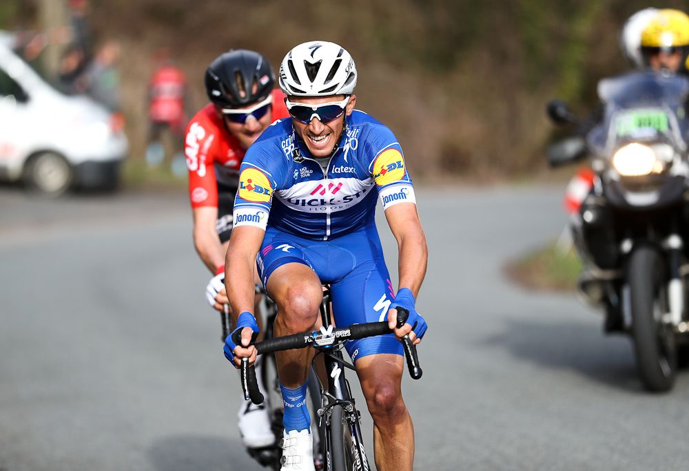 Julian Alaphilippe and Tim Wellens attack during stage 3 at Paris-Nice