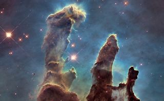 These towers of cosmic dust and gas make up part of the Eagle Nebula.