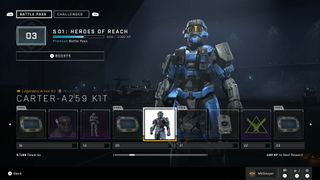 Halo Infinite season 1 heroes of reach battle pass level 20 reward carter armour kit