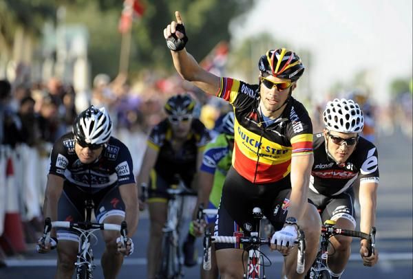 It's been a while since Tom Boonen (Quick Step) has had to use his victory salute.