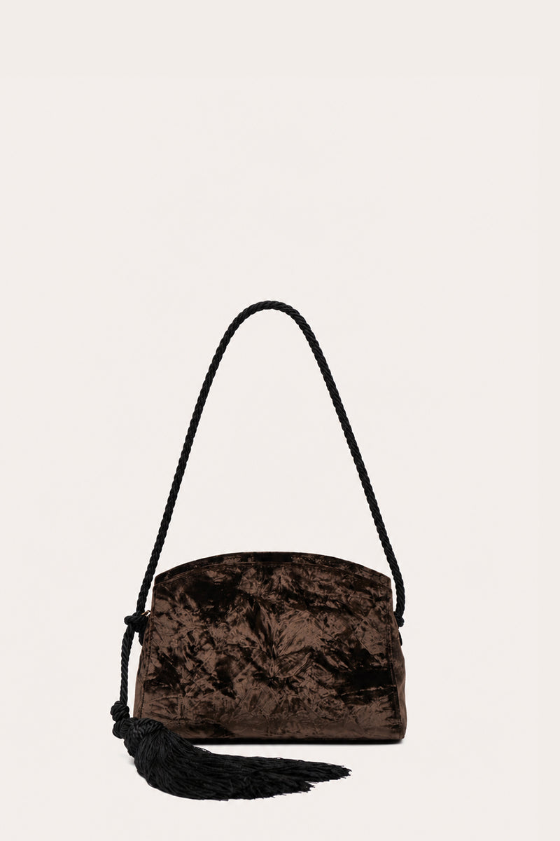 Tassel Clutch Brown Velvet