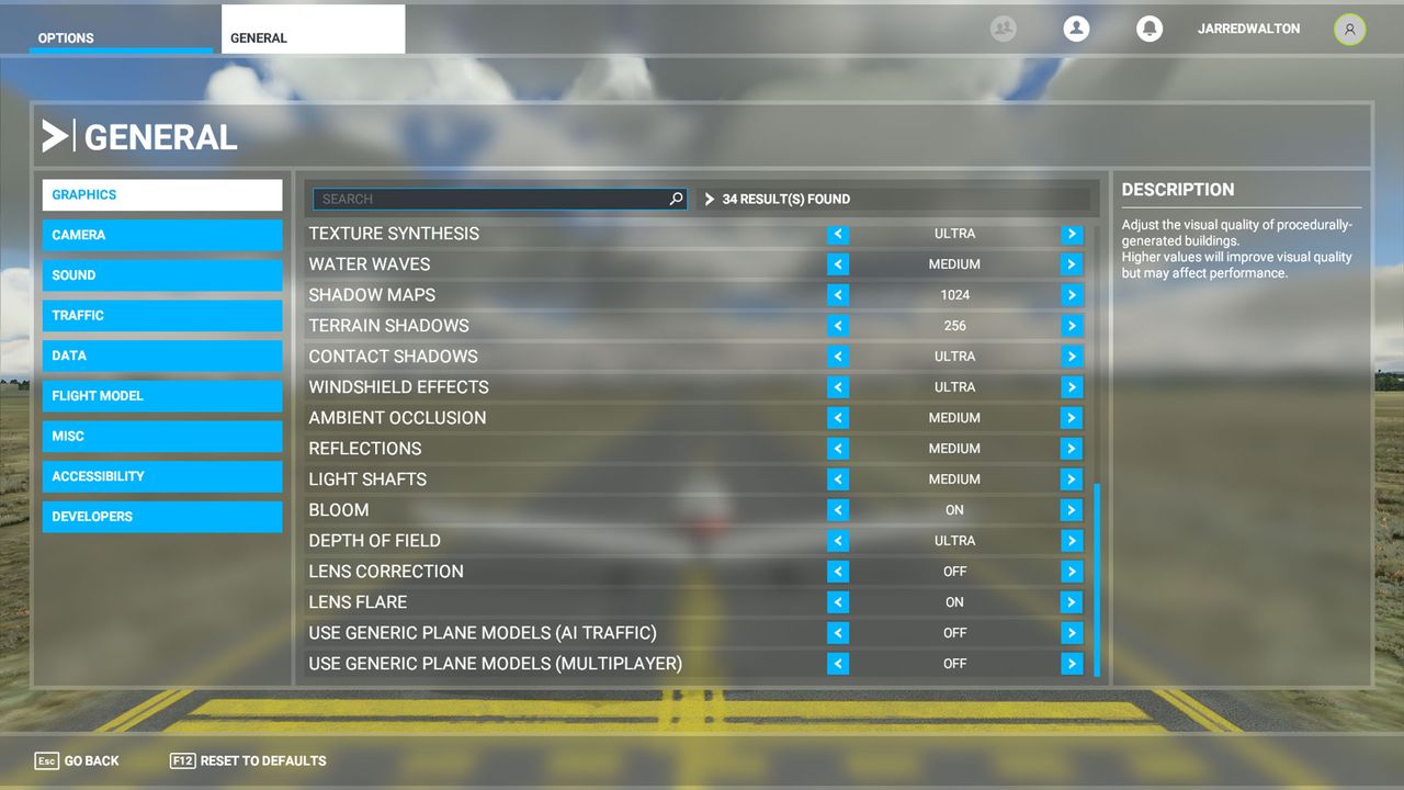 Microsoft Flight Simulator Settings