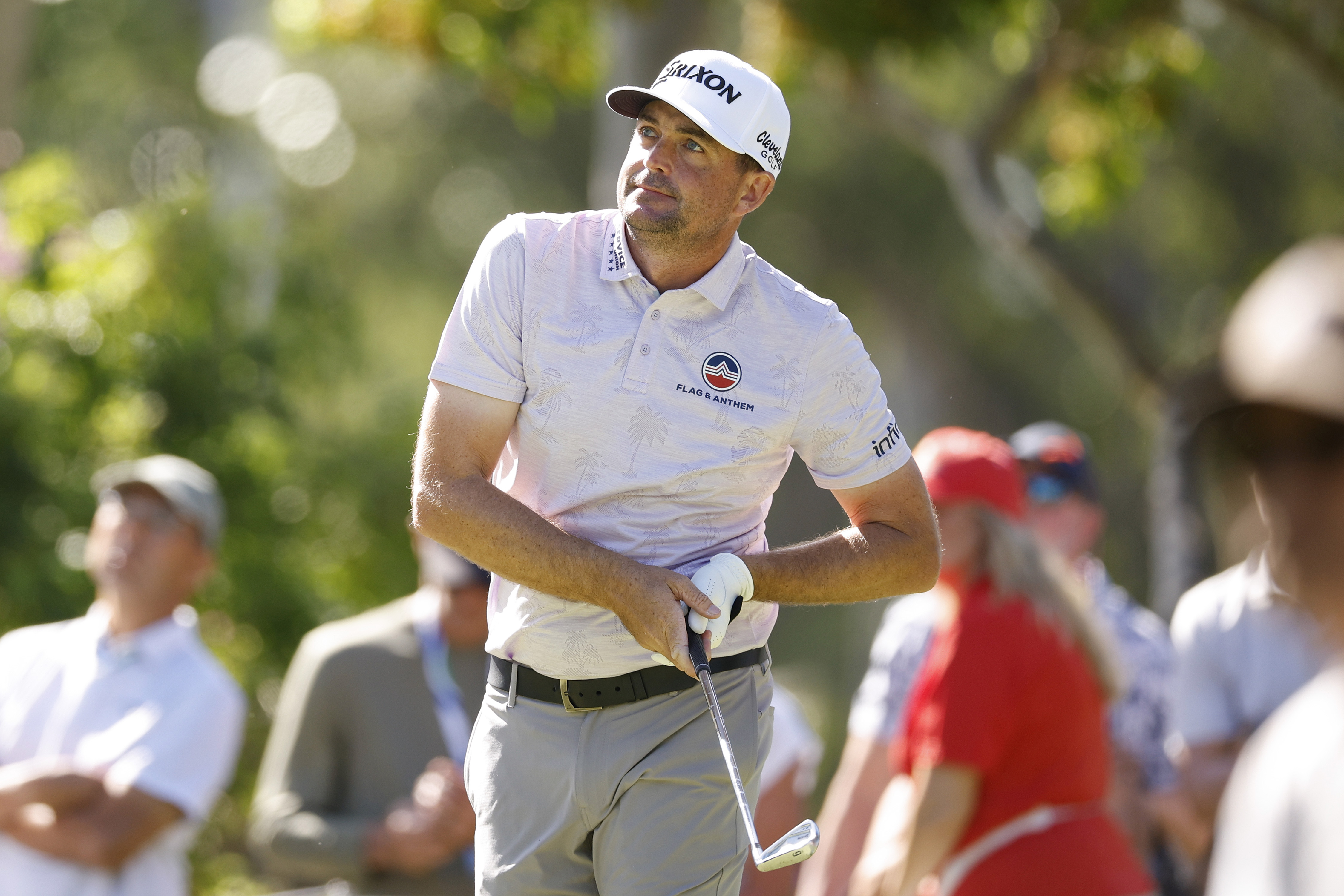 Keegan Bradley hits an iron shot