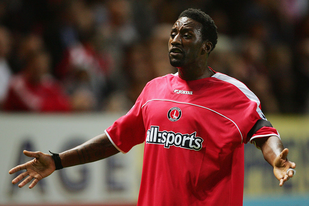 LONDON - SEPTEMBER 27: Jason Euell of Charlton Athletic appeals during the Barclays Premiership match between Charlton Athletic and Blackburn Rovers on September 27, 2004 at The Valley, London. (Photo by Mike Hewitt/Getty Images)