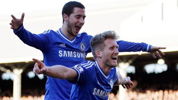 Hazard and Schurrle celebrate