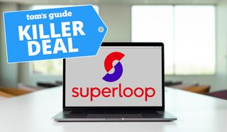 Superloop logo on a blank laptop screen with Tom's Guide deal image