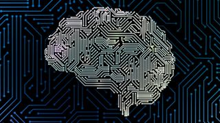 An illustration of the human brain as a circuit on a board