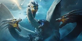 Godzilla: King of the Monsters Ghidorah wraps around Godzilla, and is about to attack