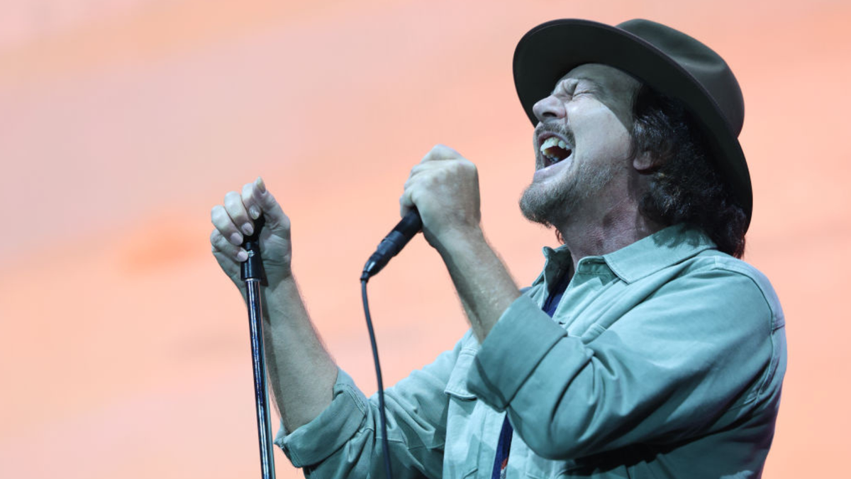 Eddie Vedder of Pearl Jam performs at Go Media Stadium on November 08, 2024 in Auckland, New Zealand. 