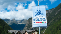 UTMB sign in the Alps