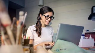 Woman using laptop