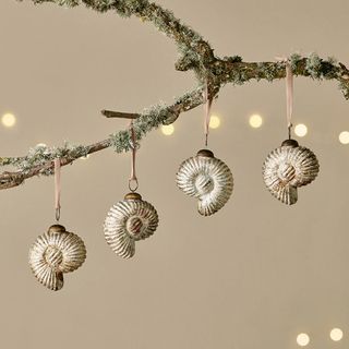 Nkuku Sachin Shell Baubles - Rustic Gold - (Set of 4)