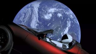 Tesla car on the moon