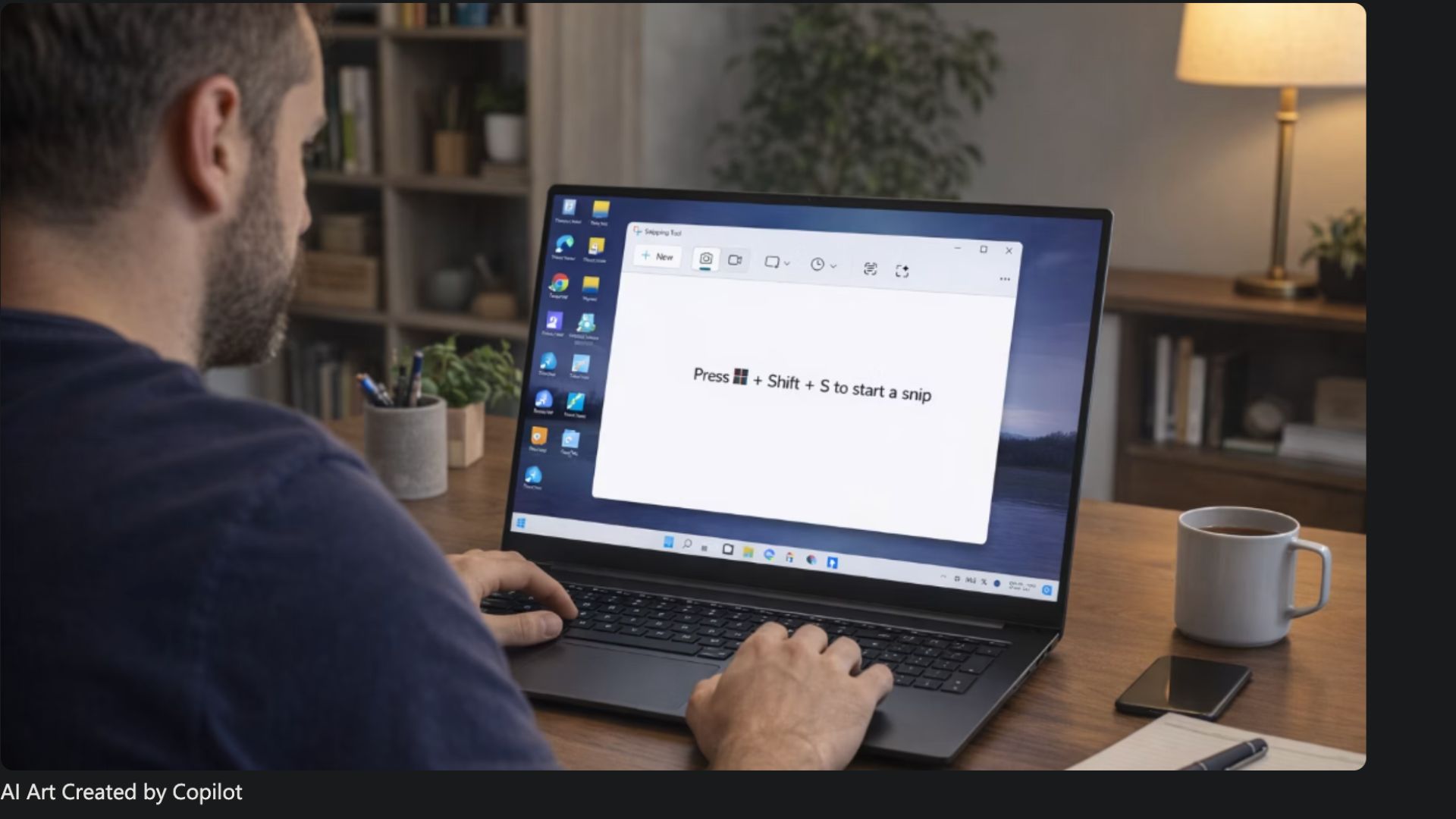 Copilot AI-generated image erroneously showing two Start menu buttons in Windows 11's Taskbar