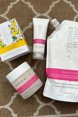 Flat lay of all Philip Kingsley Elasticizer treatment sizes